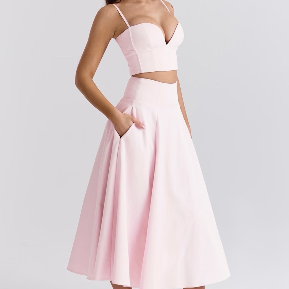House of CB - Ballerina Pink A-line Midi Skirt